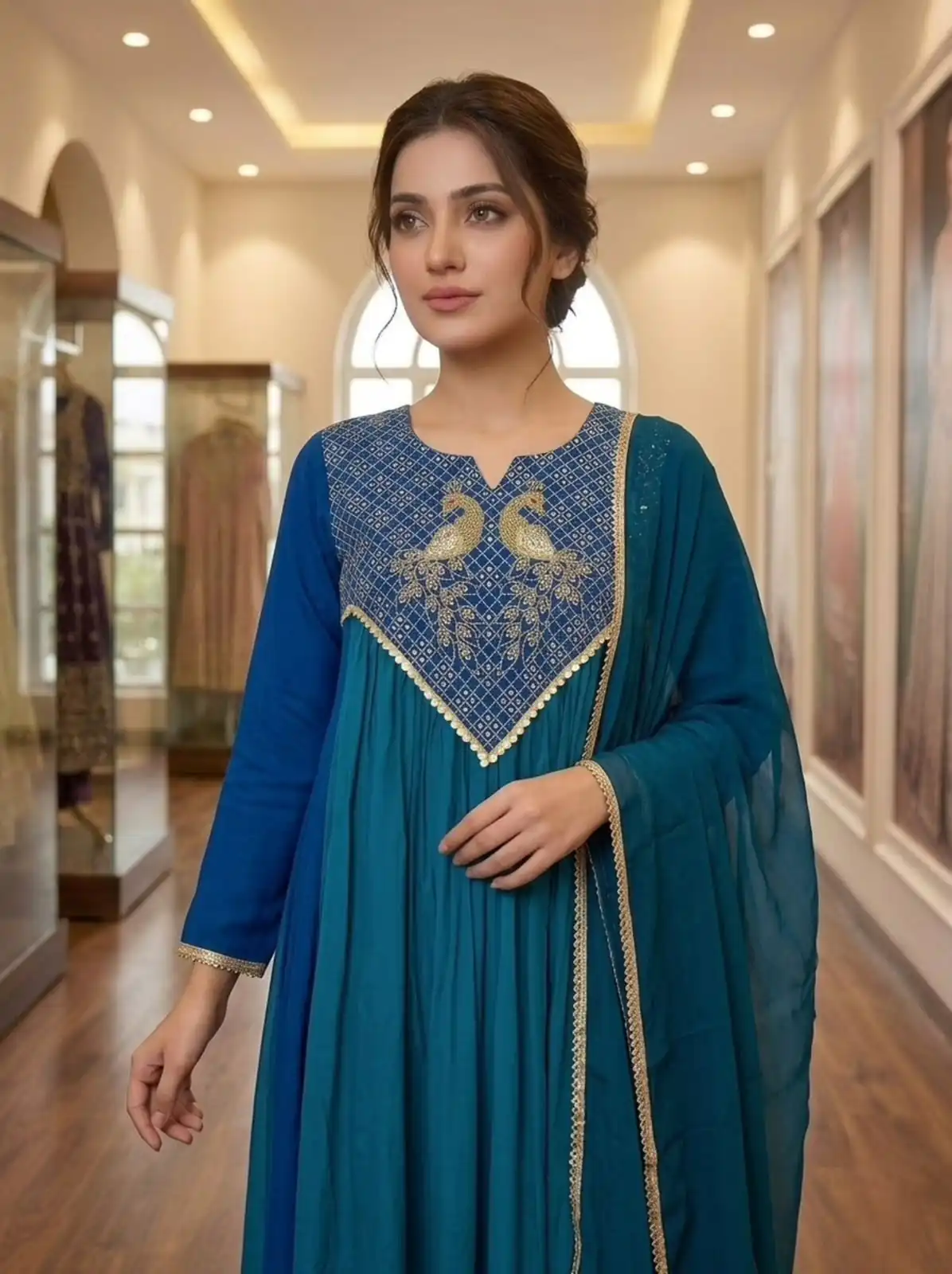 LG 2137 Blue Mul Chanderi Salwar Suit with Embroidery Work & Sequins Work. Festive Deal ₹2199. Delivery 4-6 Working Days. Shop nowp | Jump Suits, Salwar suit, Casual Suits, Creative suits, Designer Suits, Palazzo Suits, Party Wear Suits, Patiala Suits, Straight Suits