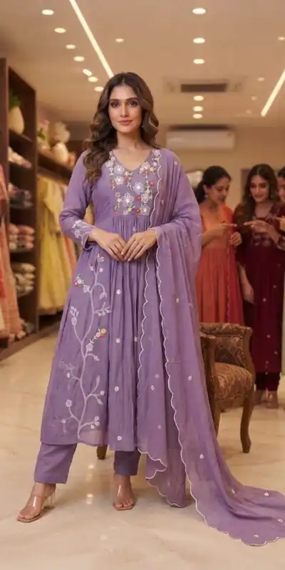 LG 2131 Lavender Mul Chanderi Salwar Suit with Embroidery Work & Sequins Work. Festive Deal ₹2199. Delivery 4-6 Working Days. Shop nowp | Jump Suits, Salwar suit, Casual Suits, Creative suits, Designer Suits, Palazzo Suits, Party Wear Suits, Patiala Suits, Straight Suits