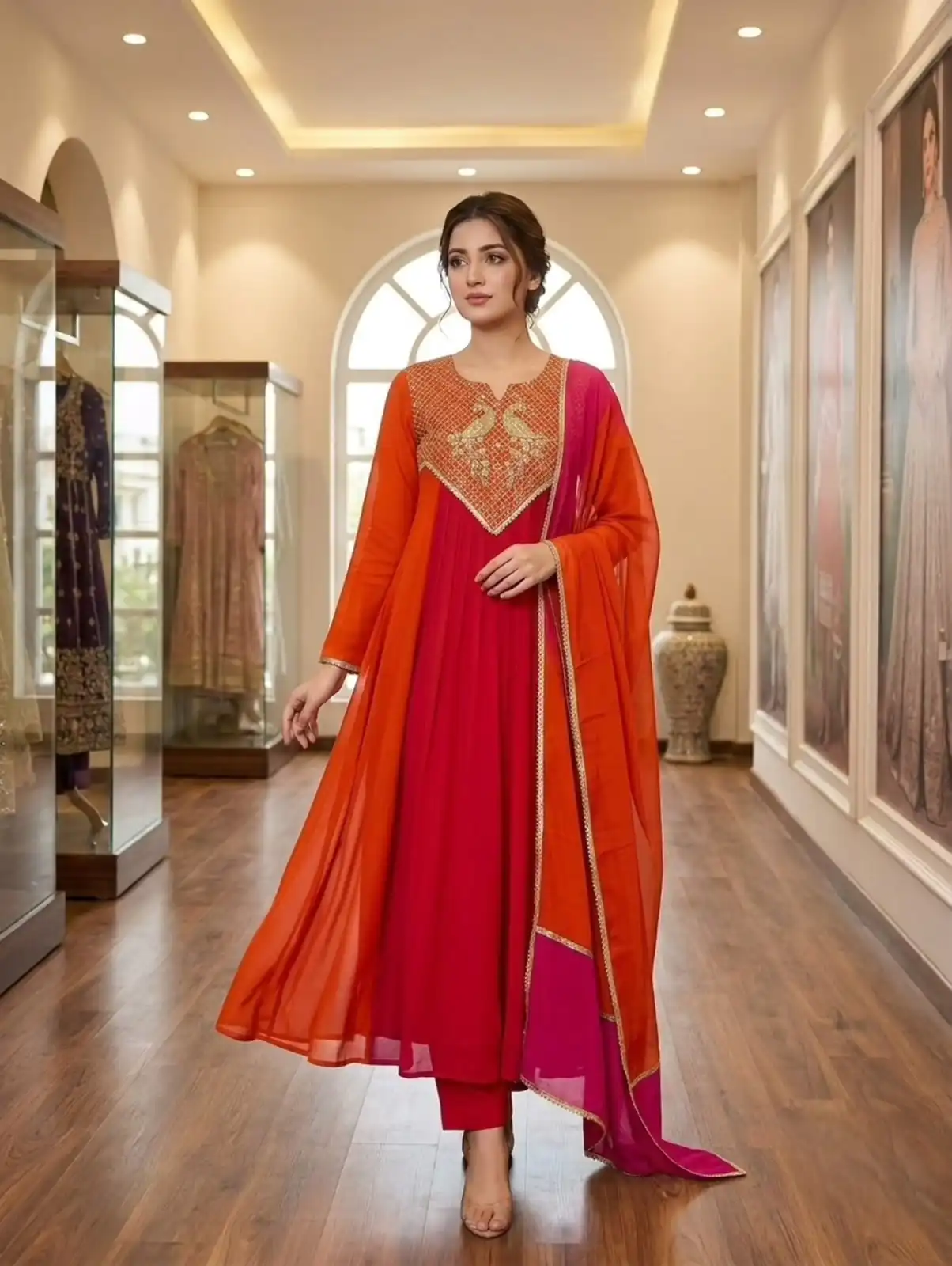 LG 2137 Red Mul Chanderi Salwar Suit with Embroidery Work & Sequins Work. Festive Deal ₹2199. Delivery 4-6 Working Days. Shop nowp | Jump Suits, Salwar suit, Casual Suits, Creative suits, Designer Suits, Palazzo Suits, Party Wear Suits, Patiala Suits, Straight Suits