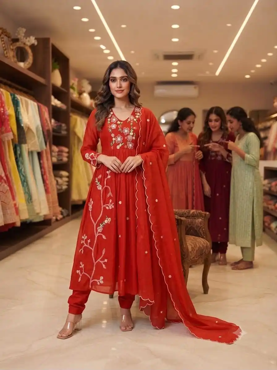 LG 2131 Red Mul Chanderi Salwar Suit with Embroidery Work & Sequins Work. Festive Deal ₹2199. Delivery 4-6 Working Days. Shop nowp | Jump Suits, Salwar suit, Casual Suits, Creative suits, Designer Suits, Palazzo Suits, Party Wear Suits, Patiala Suits, Straight Suits