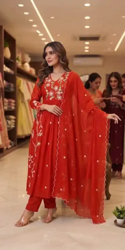 LG 2131 Red Mul Chanderi Salwar Suit with Embroidery Work & Sequins Work. Festive Deal ₹2199. Delivery 4-6 Working Days. Shop nowp | Jump Suits, Salwar suit, Casual Suits, Creative suits, Designer Suits, Palazzo Suits, Party Wear Suits, Patiala Suits, Straight Suits