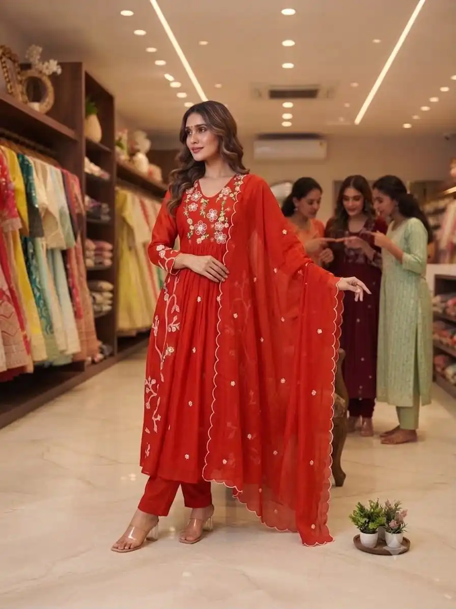 LG 2131 Red Mul Chanderi Salwar Suit with Embroidery Work & Sequins Work. Festive Deal ₹2199. Delivery 4-6 Working Days. Shop nowp | Jump Suits, Salwar suit, Casual Suits, Creative suits, Designer Suits, Palazzo Suits, Party Wear Suits, Patiala Suits, Straight Suits