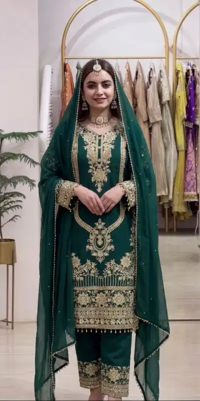 NSR 910 Green Faux Georgette Salwar Suit with Mirror Work & Embroidery Work. Get it for ₹2399. Delivery 4-6 Working Days. Shop now. | Jump Suits, Salwar suit, Casual Suits, Creative suits, Designer Suits, Palazzo Suits, Party Wear Suits, Patiala Suits, Straight Suits
