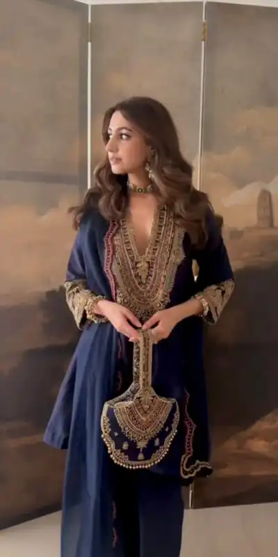 SR 1722 Navy Blue Roman Silk Salwar Suit with Sequins Work & Embroidery Work. Available at ₹2349 only. Delivery 4-6 Working Days. Shop now. | Jump Suits, Salwar suit, Casual Suits, Creative suits, Designer Suits, Palazzo Suits, Party Wear Suits, Patiala Suits, Straight Suits