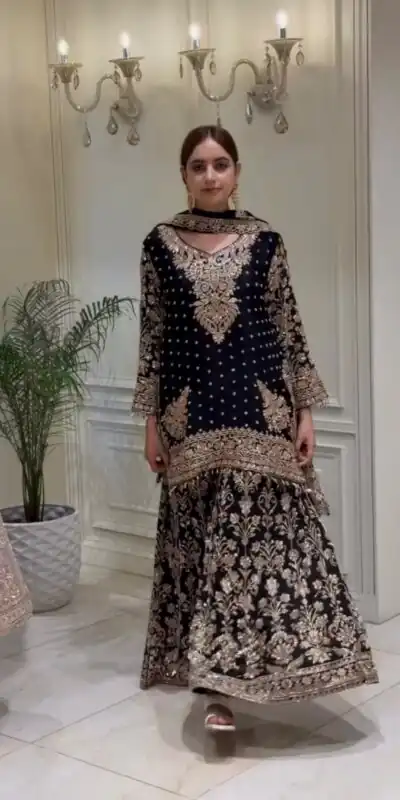KF 1733 Black Faux Georgette Salwar Suit with Mirror Work & Embroidery Work. Get it for ₹2849. Delivery 4-6 Working Days. Shop now. | Jump Suits, Salwar suit, Casual Suits, Creative suits, Designer Suits, Palazzo Suits, Party Wear Suits, Patiala Suits, Straight Suits