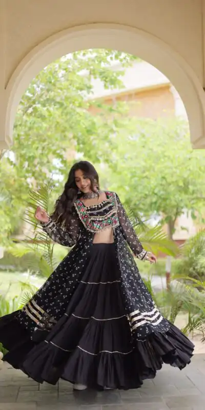 KA 5081 Black| Faux Georgette Lehenga Choli with Embroidery Work & Lace Work. Special Price ₹3099. Delivery 4-6 Working Days. Shop now. | Lehenga, Bollywood Lehenga, Creative Lehenga, Designer Lehenga, Embroidered Lehenga, Party Wear Lehenga