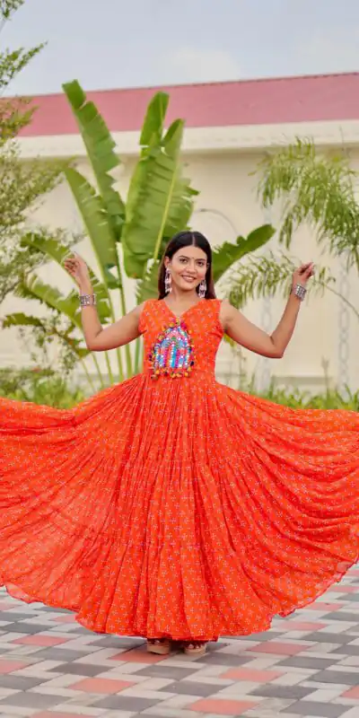 Ram 128 Orange| Faux Georgette Thread Work Gown Embroidery Work & Lace Work. Special Price ₹1749. Delivery 4-6 Working Days. Shop now. | Gowns, Bollywood Gowns, Creative Gowns, Designer Gowns, Embroidered Gowns, Party Wear Gowns