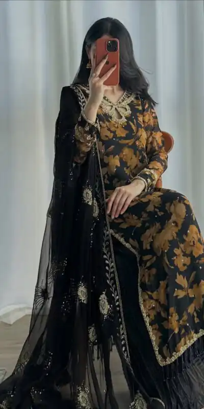 SRK 5366 Black l Faux Georgette Salwar Suit with Mirror Work & Embroidery Work. Get it for ₹2349. Delivery 4-6 Working Days. Shop now. | Jump Suits, Salwar suit, Casual Suits, Creative suits, Designer Suits, Palazzo Suits, Party Wear Suits, Patiala Suits, Straight Suits