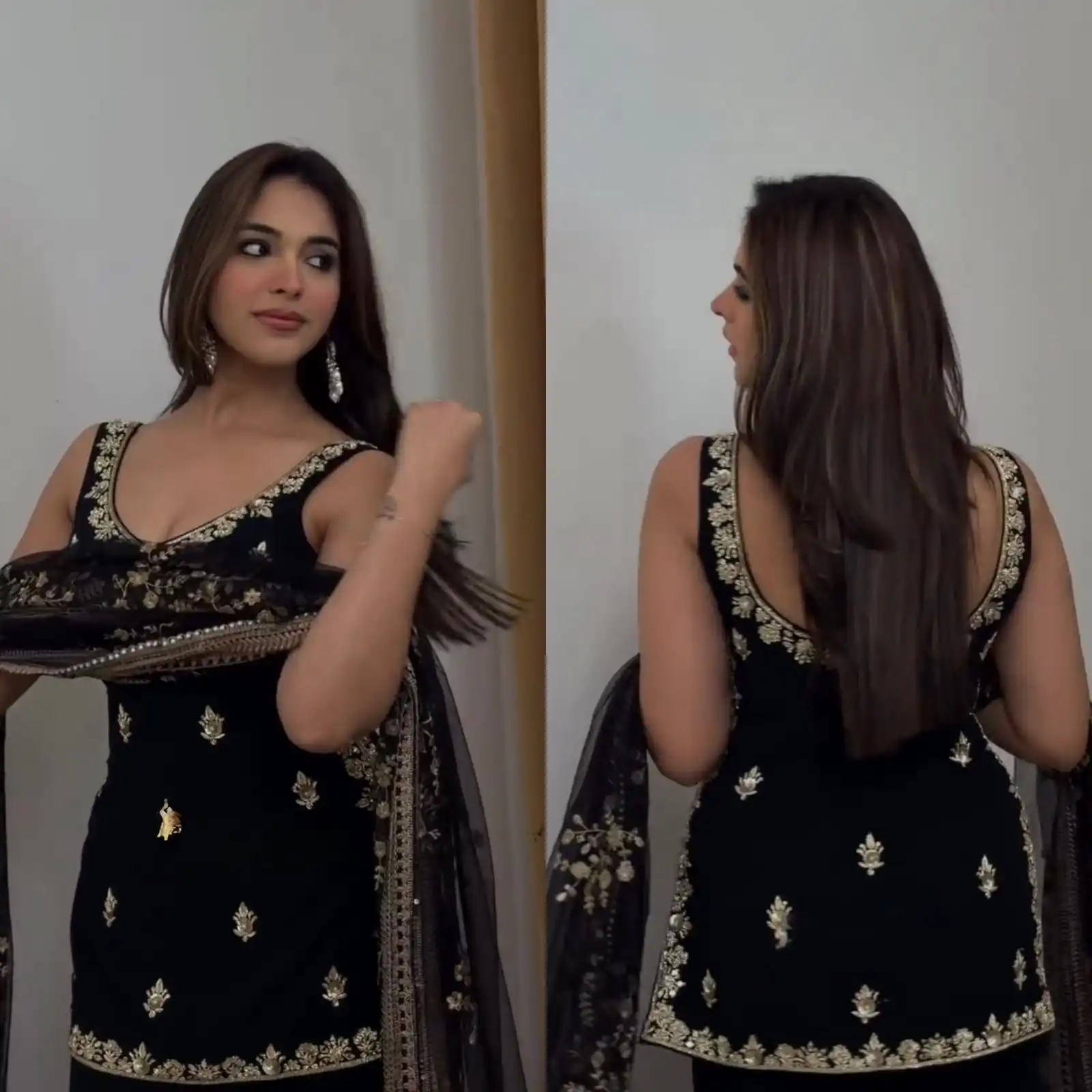 KD 1594 Black Faux Georgette Salwar Suit with Mirror Work & Embroidery Work. Get it for ₹2349. Delivery 4-6 Working Days. Shop now. | Jump Suits, Salwar suit, Casual Suits, Creative suits, Designer Suits, Palazzo Suits, Party Wear Suits, Patiala Suits, Straight Suits