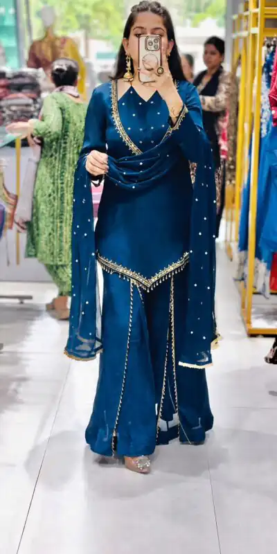 JF 054 Blue Color Roman Silk Salwar Suit with Embroidery Work. Available at ₹2399 only. Delivery 4-6 Working Days. Shop now. | Jump Suits, Salwar suit, Casual Suits, Creative suits, Designer Suits, Palazzo Suits, Party Wear Suits, Patiala Suits, Straight Suits