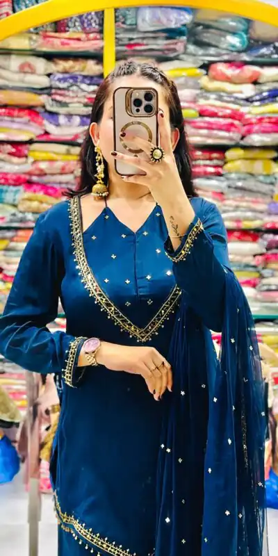 JF 054 Blue Color Roman Silk Salwar Suit with Embroidery Work. Available at ₹2399 only. Delivery 4-6 Working Days. Shop now. | Jump Suits, Salwar suit, Casual Suits, Creative suits, Designer Suits, Palazzo Suits, Party Wear Suits, Patiala Suits, Straight Suits