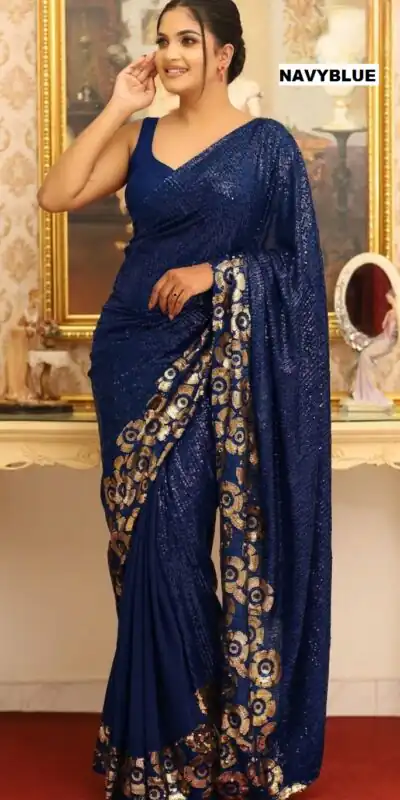 DF 3459 Navy Blue in Faux Georgette Zari Work & Embroidery Work Saree. Special Price ₹1899. Delivery 4-6 Working Days. Shop now. | Sarees, Bollywood Sarees, Creative Sarees, Designer Sarees, Embroidered Sarees, Ethnic Saree, Modern Digital sarees, Party Wear Sarees