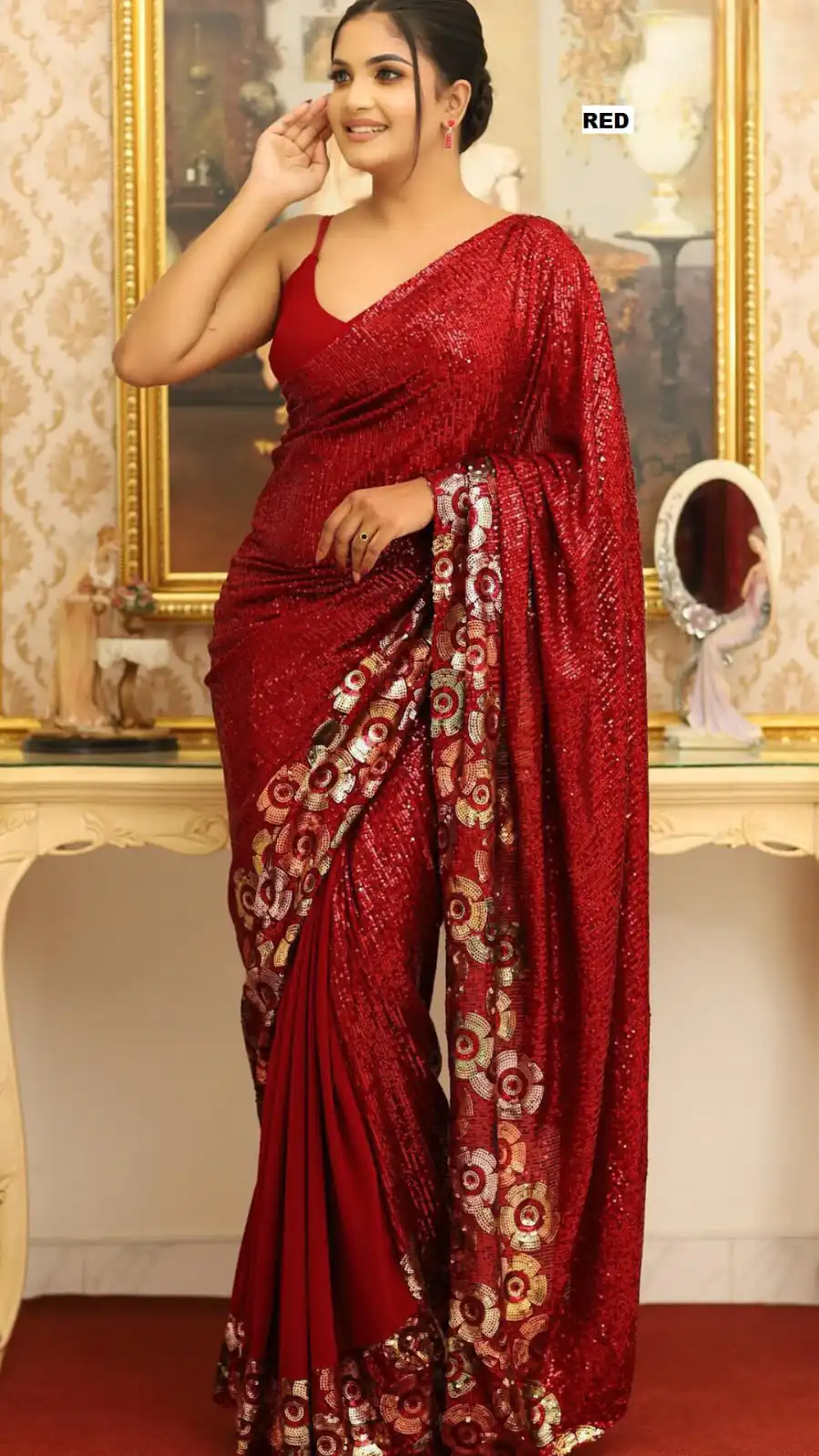 DF 3459 Red in Faux Georgette Zari Work & Embroidery Work Saree. Special Price ₹1899. Delivery 4-6 Working Days. Shop now. | Sarees, Bollywood Sarees, Creative Sarees, Designer Sarees, Embroidered Sarees, Ethnic Saree, Modern Digital sarees, Party Wear Sarees