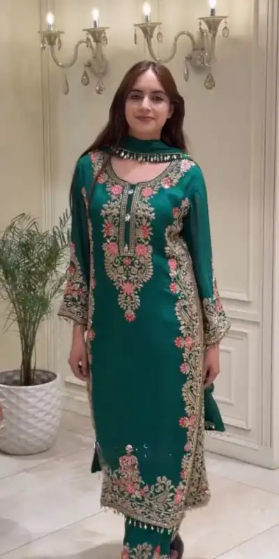 AD 240 Teal Faux Georgette Salwar Suit with Mirror Work & Embroidery Work. Get it for ₹2449. Delivery 4-6 Working Days. Shop now. | Jump Suits, Salwar suit, Casual Suits, Creative suits, Designer Suits, Palazzo Suits, Party Wear Suits, Patiala Suits, Straight Suits