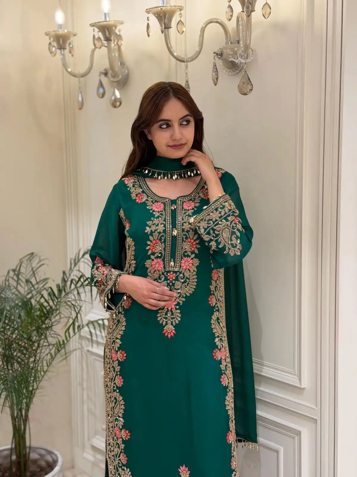 AD 240 Teal Faux Georgette Salwar Suit with Mirror Work & Embroidery Work. Get it for ₹2449. Delivery 4-6 Working Days. Shop now. | Jump Suits, Salwar suit, Casual Suits, Creative suits, Designer Suits, Palazzo Suits, Party Wear Suits, Patiala Suits, Straight Suits