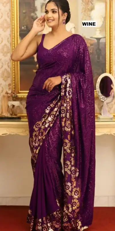 DF 3459 Wine in Faux Georgette Zari Work & Embroidery Work Saree. Special Price ₹1899. Delivery 4-6 Working Days. Shop now. | Sarees, Bollywood Sarees, Creative Sarees, Designer Sarees, Embroidered Sarees, Ethnic Saree, Modern Digital sarees, Party Wear Sarees