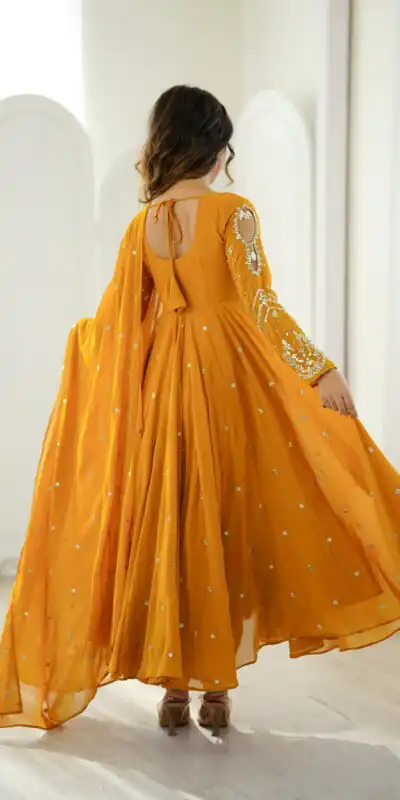 JF 056 Yellow Faux Georgette Salwar Suit with Mirror Work & Embroidery Work. Get it for ₹2349. Delivery 4-6 Working Days. Shop now. | Jump Suits, Salwar suit, Casual Suits, Creative suits, Designer Suits, Palazzo Suits, Party Wear Suits, Patiala Suits, Straight Suits