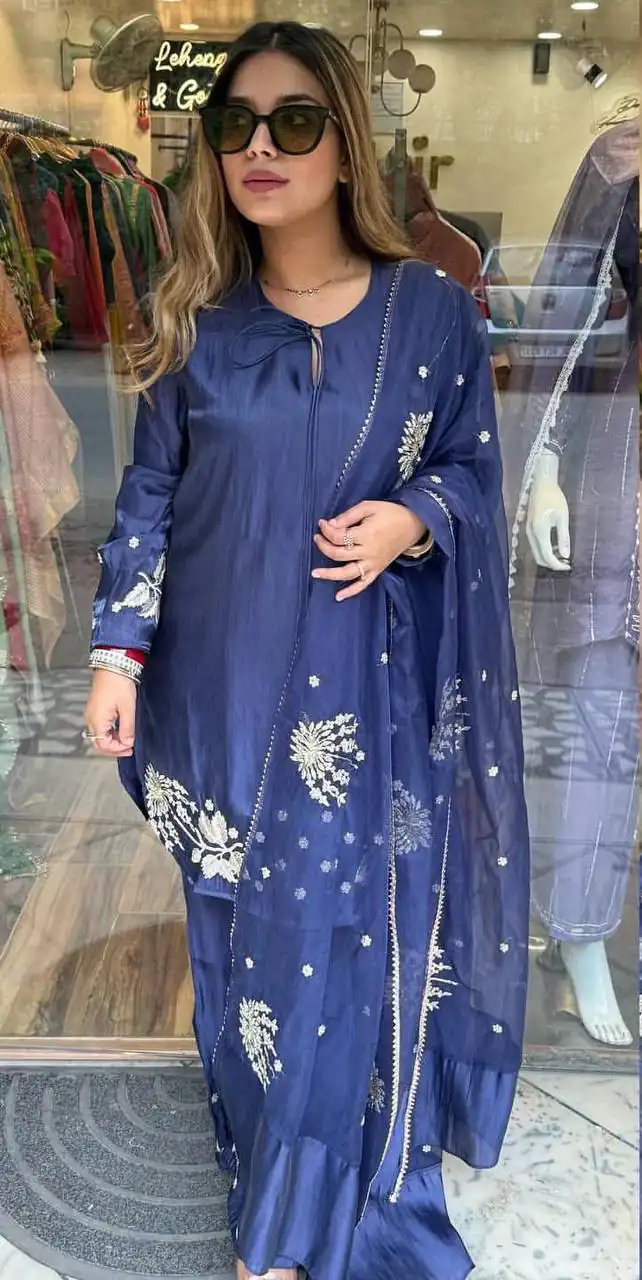 AD 202 Blue in Color Natural Crepe Embroidery Work Salwar Suit . Affordable Price ₹2049. Delivery 4-6 Working Days. Shop now. | Jump Suits, Salwar suit, Casual Suits, Creative suits, Designer Suits, Palazzo Suits, Party Wear Suits, Patiala Suits, Straight Suits