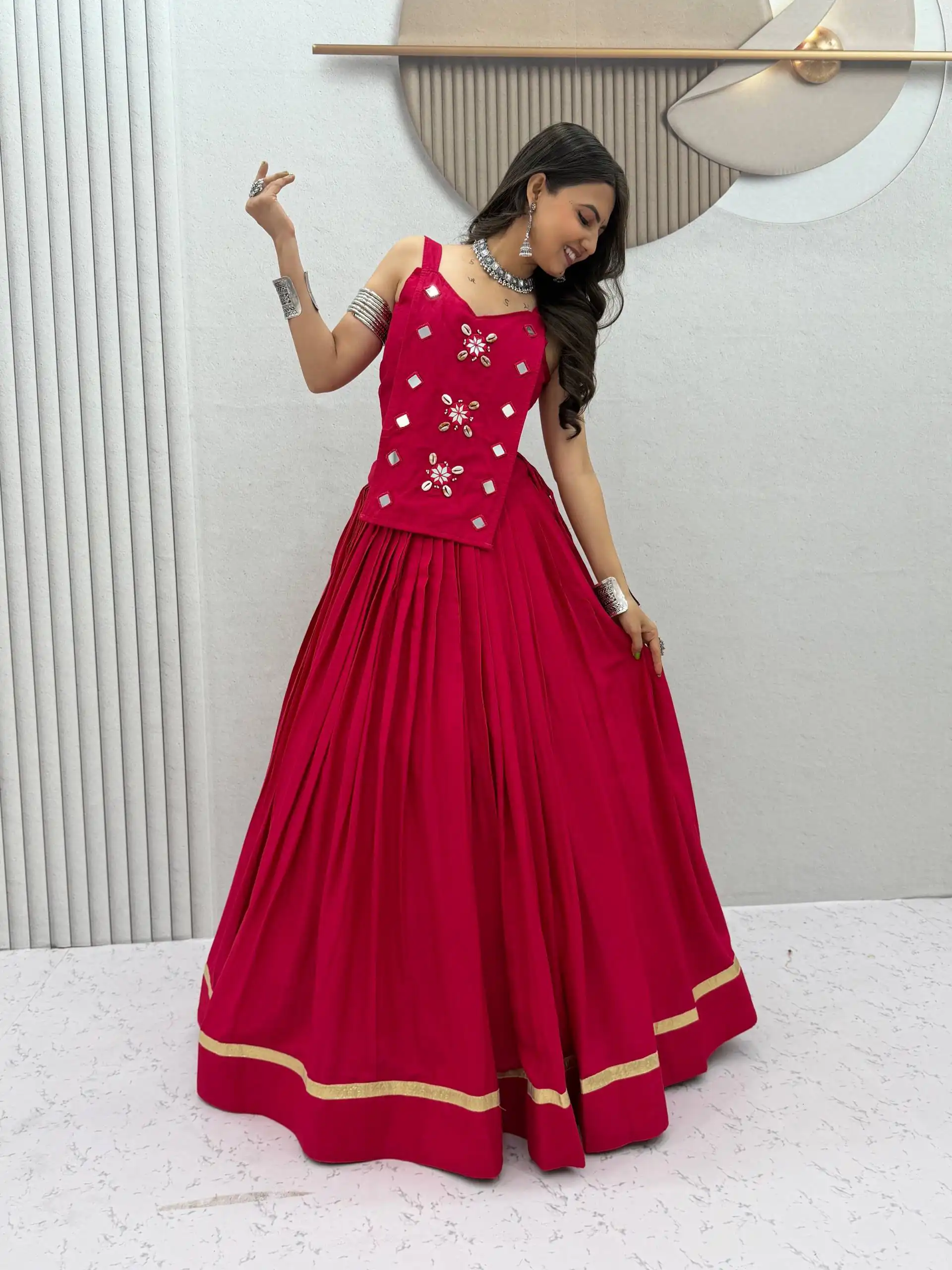 PC 581 Pink Color Pure Cotton Lehenga Choli with Cowrie Work. Festive Deal ₹2999. Delivery 4-6 Working Days. Online Shop now. | Lehenga, Bollywood Lehenga, Creative Lehenga, Designer Lehenga, Embroidered Lehenga, Party Wear Lehenga