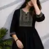 Adaa 2.0 Black Colour Rayon Cotton Kurti with Embroidery Work. Introductory Price ₹1549. Delivery 4-6 Working Days. Shop now. | Kurti, Bollywood Kurti, Creative Kurtis, Designer Kurti, Party Wear Kurti, Selfie Kurti