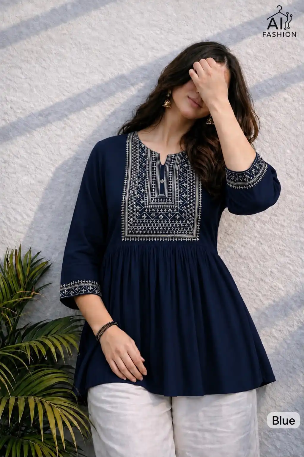 Adaa 2.0 Blue Colour Rayon Cotton Kurti with Embroidery Work. Introductory Price ₹1549. Delivery 4-6 Working Days. Shop now. | Kurti, Bollywood Kurti, Creative Kurtis, Designer Kurti, Party Wear Kurti, Selfie Kurti