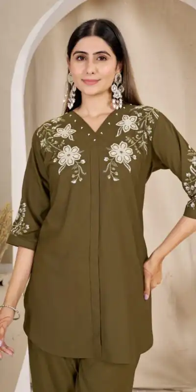 DIVA 169 Brown Colour Rayon Cotton Kurti with Embroidery Work. Introductory Price ₹1999. Delivery 4-6 Working Days. Shop now. | Kurti, Bollywood Kurti, Creative Kurtis, Designer Kurti, Party Wear Kurti, Selfie Kurti