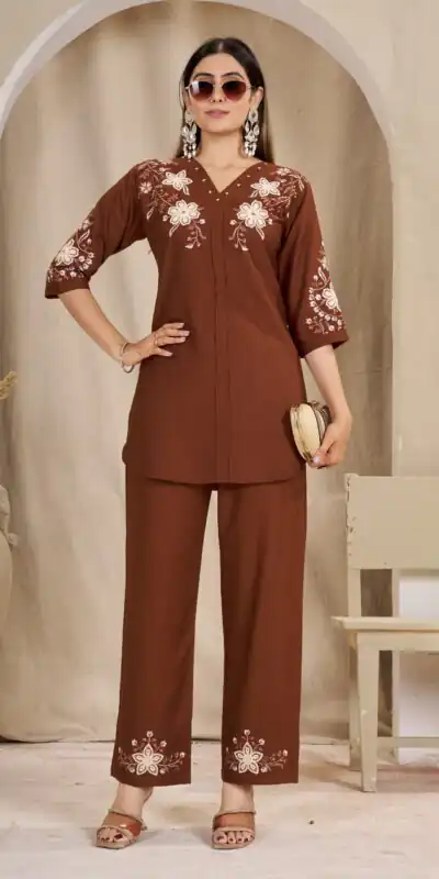DIVA 169 Rust Colour Rayon Cotton Kurti with Embroidery Work. Introductory Price ₹1999. Delivery 4-6 Working Days. Shop now. | Kurti, Bollywood Kurti, Creative Kurtis, Designer Kurti, Party Wear Kurti, Selfie Kurti