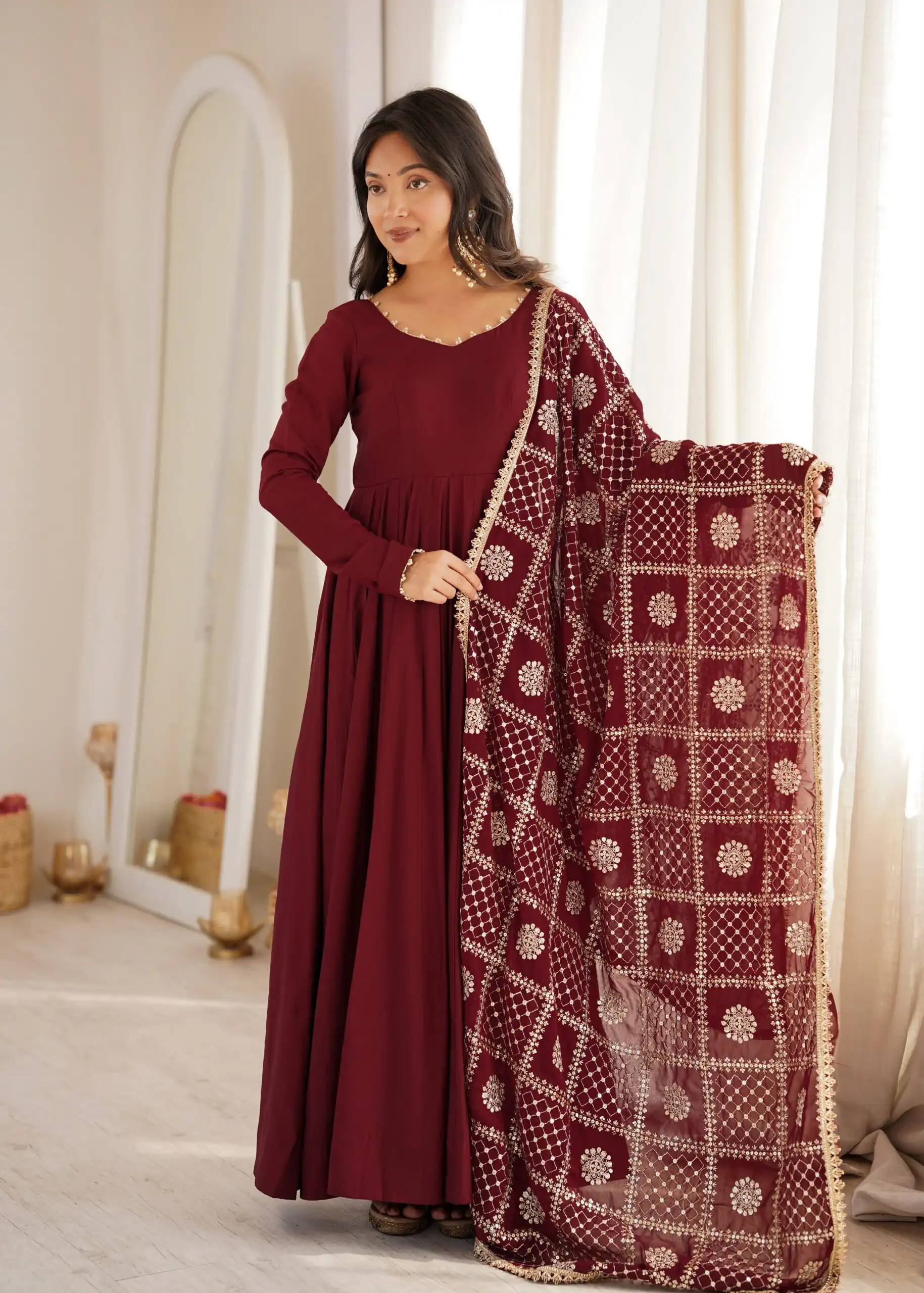KB 313 Marooni Anarkali Suit with Thread Embroidery & Embroidery Work. Special Price ₹2299. Delivery 4-6 Working Days. Shop now. | Anarkali Suits, Bollywood Anarkali, Creative-Anarkali, Designer Anarkali, Embroidered Anarkali, Party Wear Anarkali