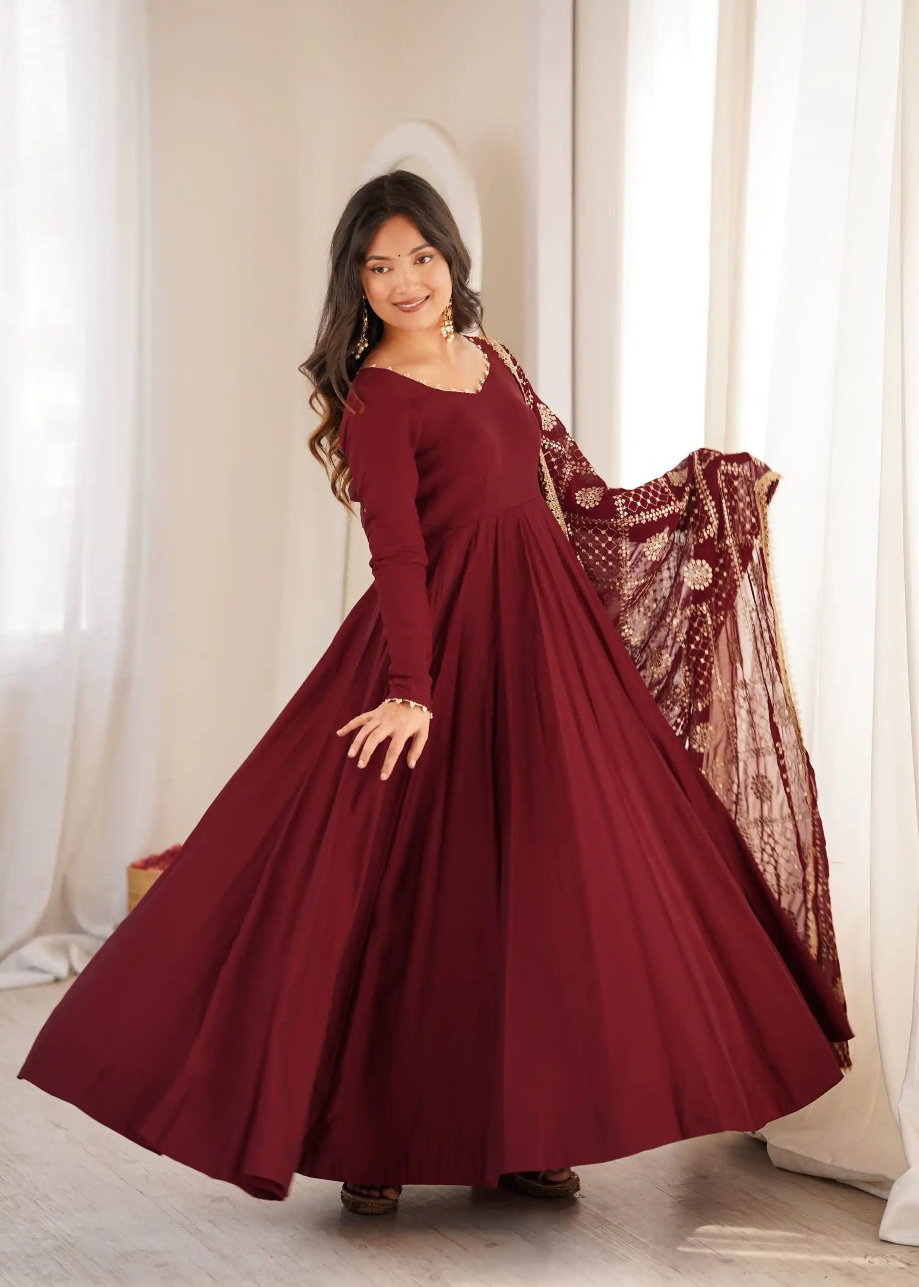 KB 313 Marooni Anarkali Suit with Thread Embroidery & Embroidery Work. Special Price ₹2299. Delivery 4-6 Working Days. Shop now. | Anarkali Suits, Bollywood Anarkali, Creative-Anarkali, Designer Anarkali, Embroidered Anarkali, Party Wear Anarkali