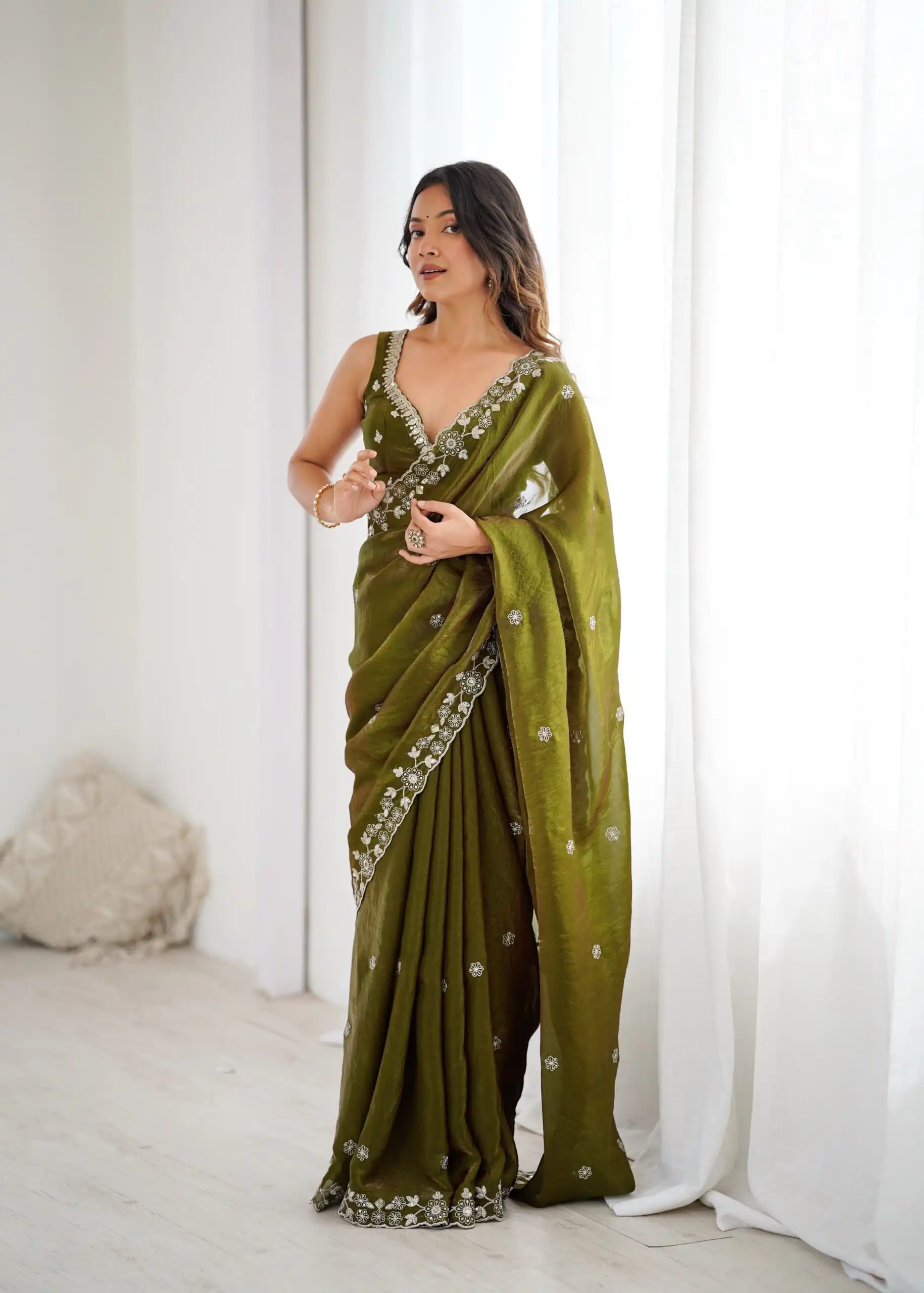 SP 61 Mehandi Color Fendy Silk Saree With Sequins Work. Wedding, Party, Festive, Events Get it for ₹2149. Delivery 4-6 Working Days. Online Best Shop now. | Sarees, Bollywood Sarees, Creative Sarees, Designer Sarees, Embroidered Sarees, Ethnic Saree, Modern Digital sarees, Party Wear Sarees