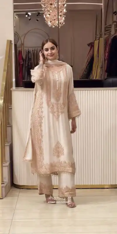 SR 1716 Off White Colour Faux Georgette Salwar Suit with Lace Work. Introductory Price ₹2449. Delivery 4-6 Working Days. Shop now. | Jump Suits, Salwar suit, Casual Suits, Creative suits, Designer Suits, Palazzo Suits, Party Wear Suits, Patiala Suits, Straight Suits