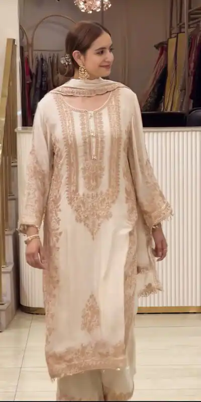 SR 1716 Off White Colour Faux Georgette Salwar Suit with Lace Work. Introductory Price ₹2449. Delivery 4-6 Working Days. Shop now. | Jump Suits, Salwar suit, Casual Suits, Creative suits, Designer Suits, Palazzo Suits, Party Wear Suits, Patiala Suits, Straight Suits