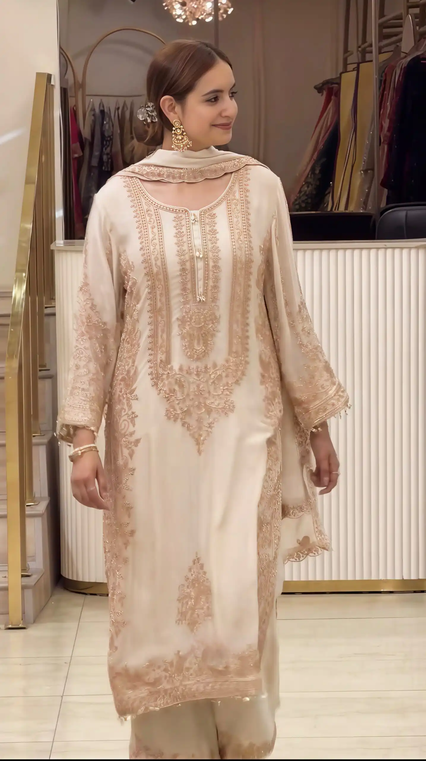 SR 1716 Off White Colour Faux Georgette Salwar Suit with Lace Work. Introductory Price ₹2449. Delivery 4-6 Working Days. Shop now. | Jump Suits, Salwar suit, Casual Suits, Creative suits, Designer Suits, Palazzo Suits, Party Wear Suits, Patiala Suits, Straight Suits
