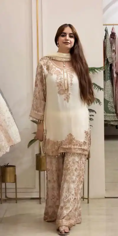 SR 1720 Off White Faux Georgette Salwar Suit with Mirror Work & Embroidery Work. Get it for ₹2549. Delivery 4-6 Working Days. Shop now. | Jump Suits, Salwar suit, Casual Suits, Creative suits, Designer Suits, Palazzo Suits, Party Wear Suits, Patiala Suits, Straight Suits