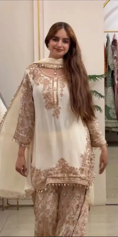 SR 1720 Off White Faux Georgette Salwar Suit with Mirror Work & Embroidery Work. Get it for ₹2549. Delivery 4-6 Working Days. Shop now. | Jump Suits, Salwar suit, Casual Suits, Creative suits, Designer Suits, Palazzo Suits, Party Wear Suits, Patiala Suits, Straight Suits
