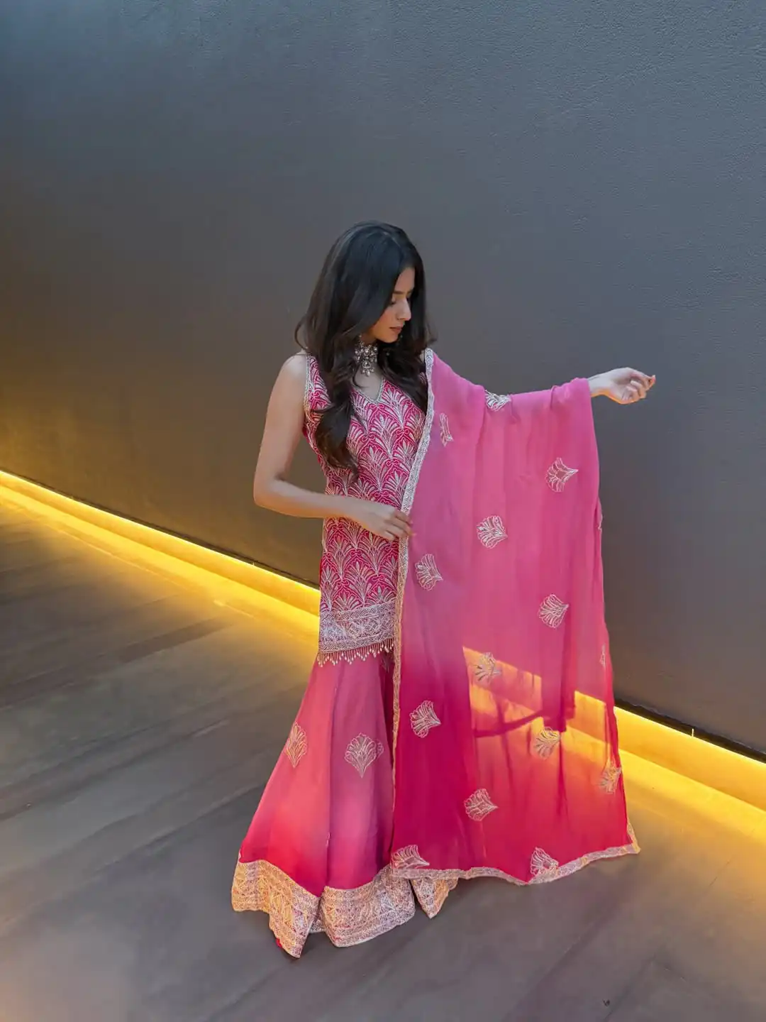 ST 1190 Pink Printed Faux Georgette Salwar Suit with Embroidery Work & Lace Work. Affordable Price ₹2349. Delivery 4-6 Working Days. Shop now. | Jump Suits, Salwar suit, Casual Suits, Creative suits, Designer Suits, Palazzo Suits, Party Wear Suits, Patiala Suits, Straight Suits