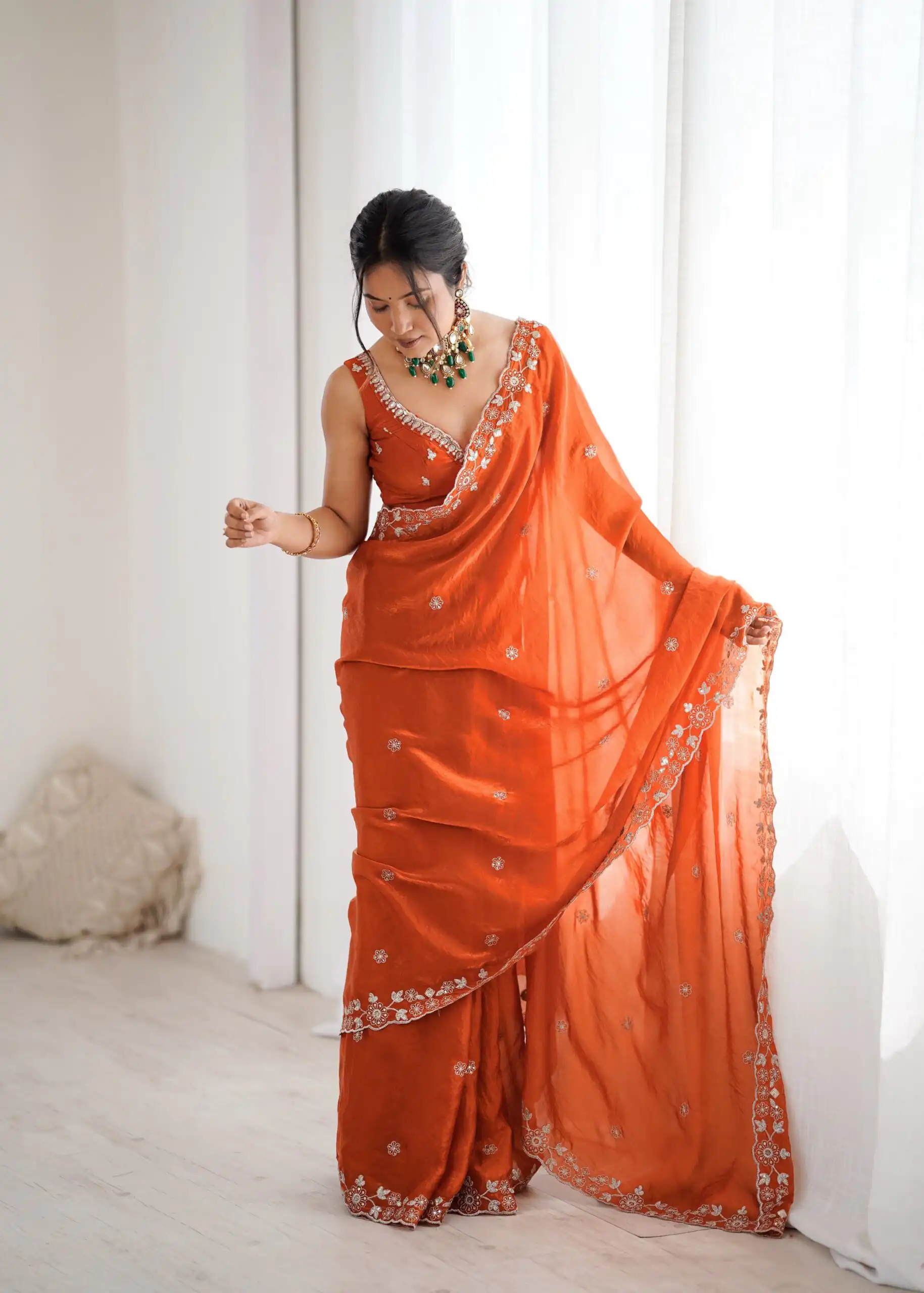 SP 61 Rust Color Fendy Silk Saree With Sequins Work. Wedding, Party, Festive, Events Get it for ₹2149. Delivery 4-6 Working Days. Online Best Shop now. | Sarees, Bollywood Sarees, Creative Sarees, Designer Sarees, Embroidered Sarees, Ethnic Saree, Modern Digital sarees, Party Wear Sarees