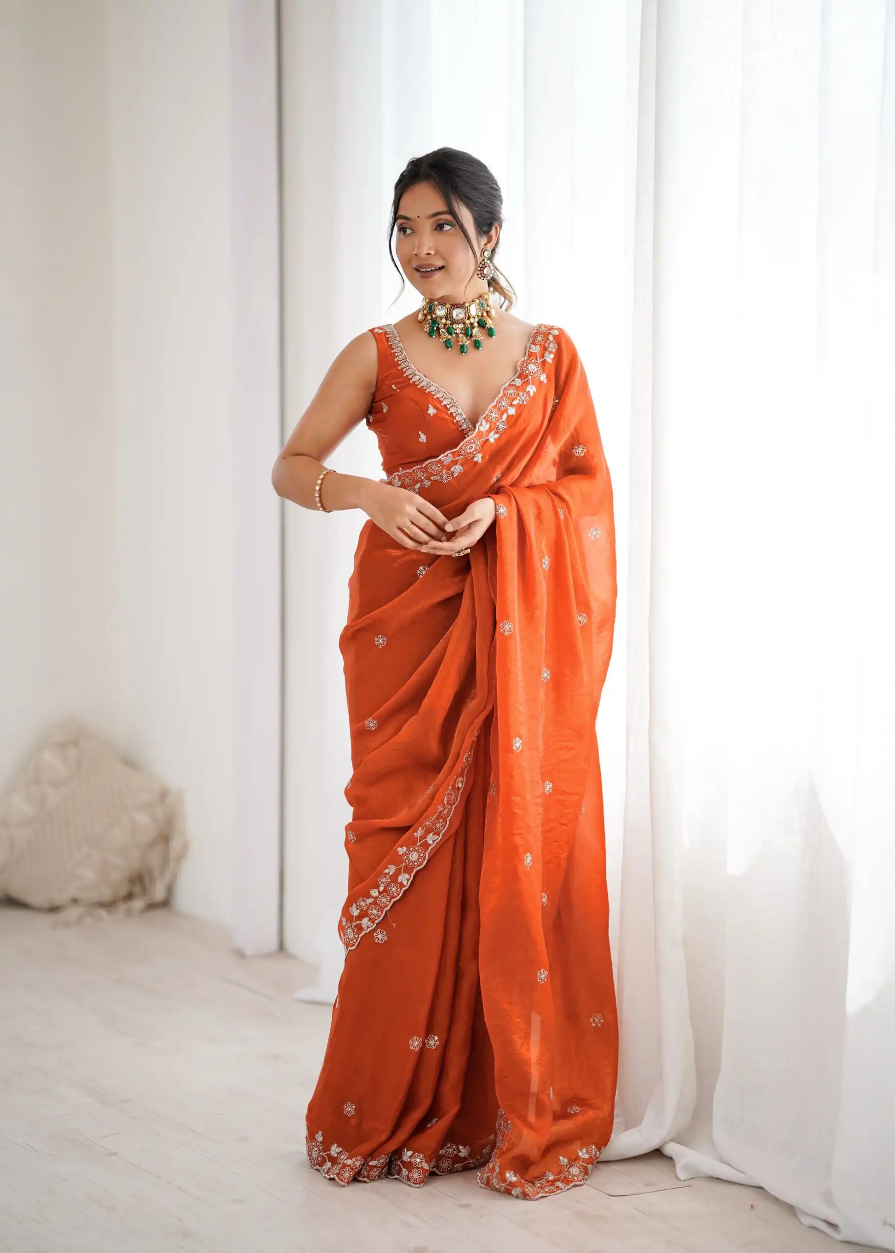 SP 61 Rust Color Fendy Silk Saree With Sequins Work. Wedding, Party, Festive, Events Get it for ₹2149. Delivery 4-6 Working Days. Online Best Shop now. | Sarees, Bollywood Sarees, Creative Sarees, Designer Sarees, Embroidered Sarees, Ethnic Saree, Modern Digital sarees, Party Wear Sarees