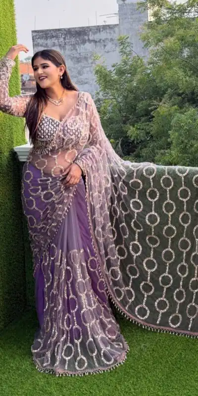 DF 3490 Lavender Color Butterfly Net Heavy Sequins Embroidery work Saree Casual, Wedding, Festive, Events . Expected Delivery 4-6 Working Days @1799/- only | Sarees, Bollywood Sarees, Creative Sarees, Designer Sarees, Embroidered Sarees, Ethnic Saree, Modern Digital sarees, Party Wear Sarees