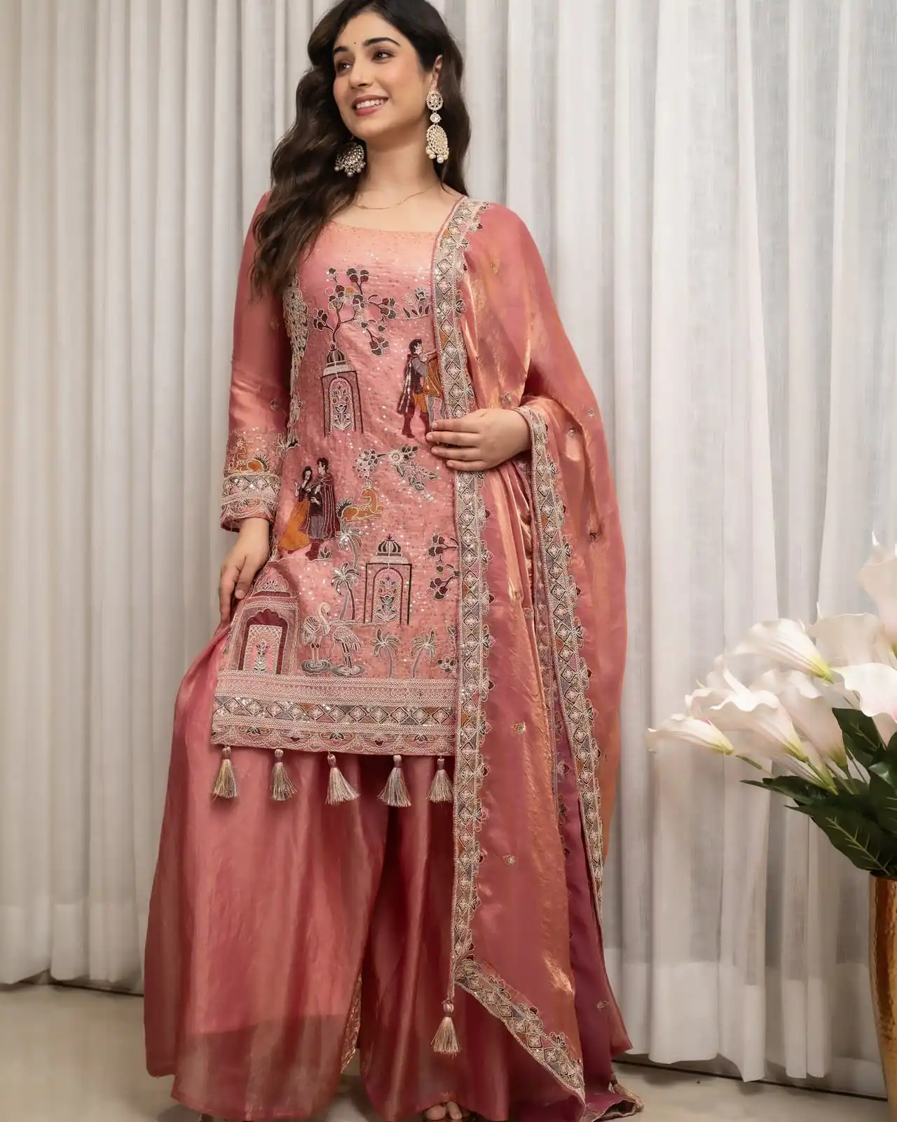 Super Pink Fendy Silk Sequence Work Salwar Suit - Image 8