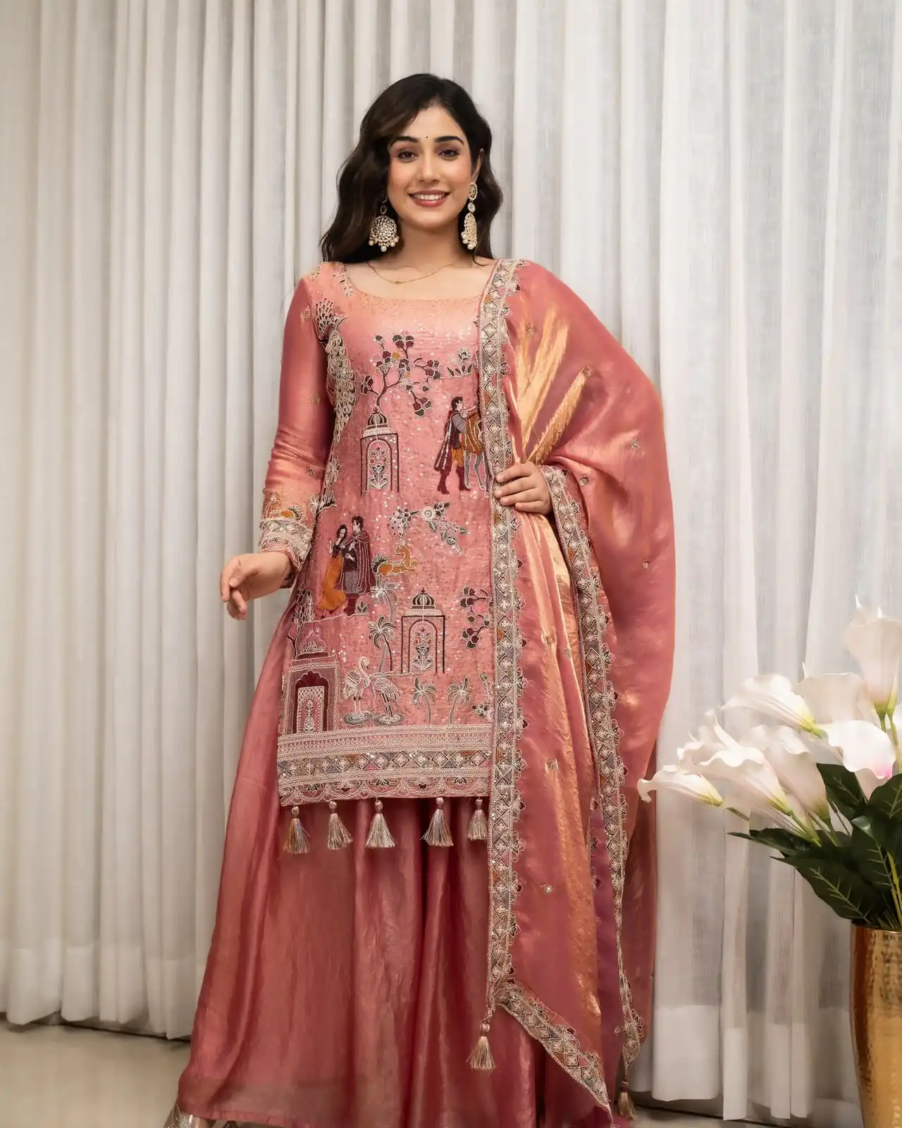 Super Pink Fendy Silk Sequence Work Salwar Suit - Image 4