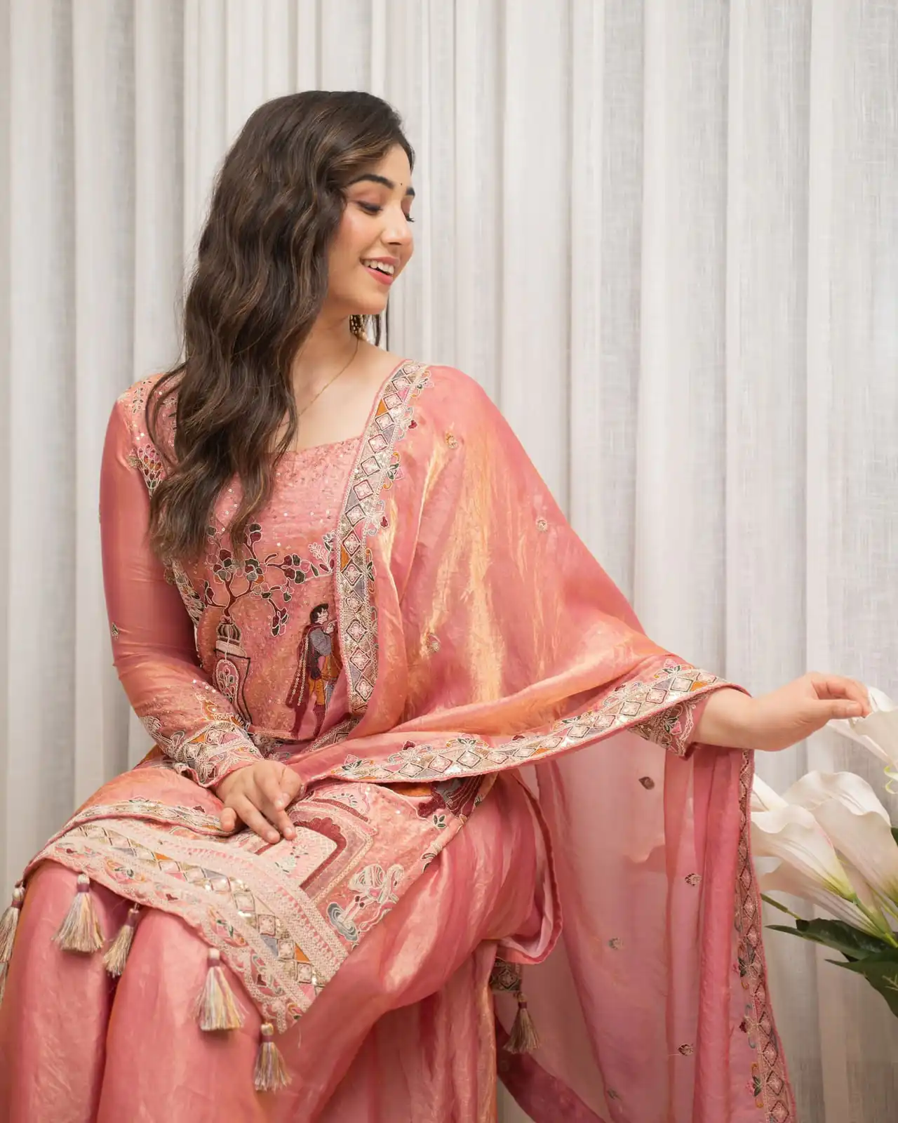 Super Pink Fendy Silk Sequence Work Salwar Suit