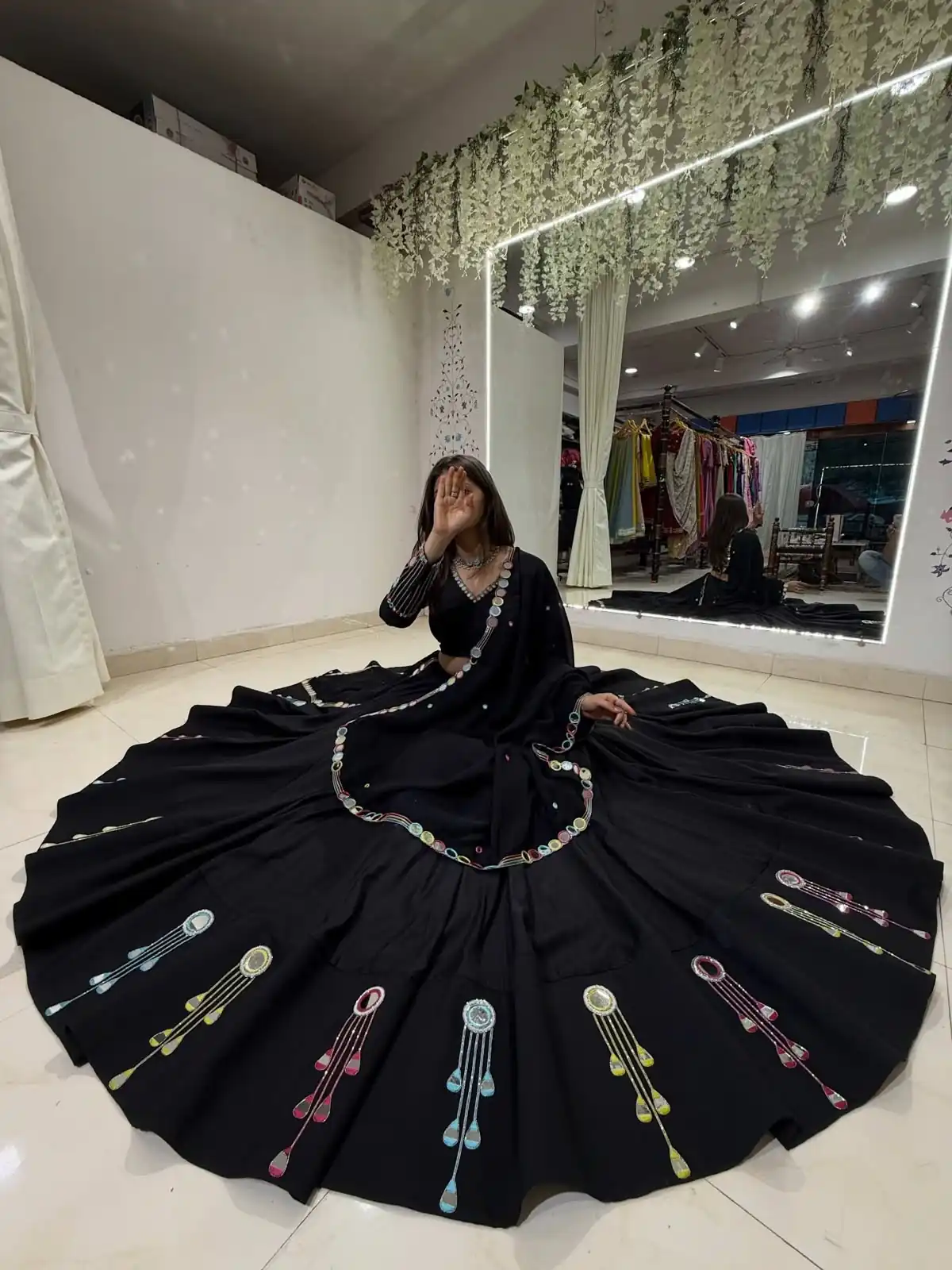Trendy Black Rayon Embroidery Work Lehenga Choli - Image 4