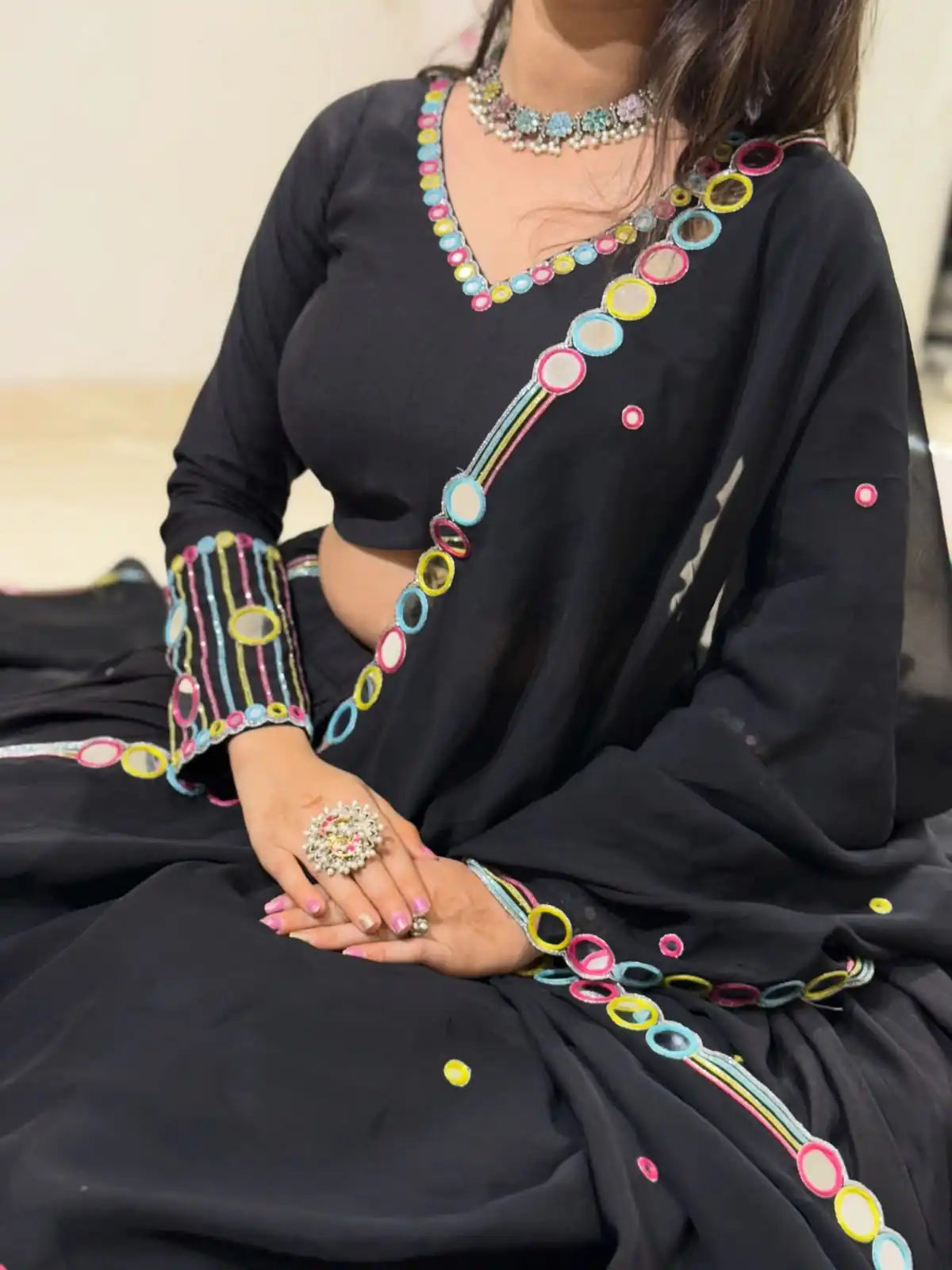Trendy Black Rayon Embroidery Work Lehenga Choli - Image 2