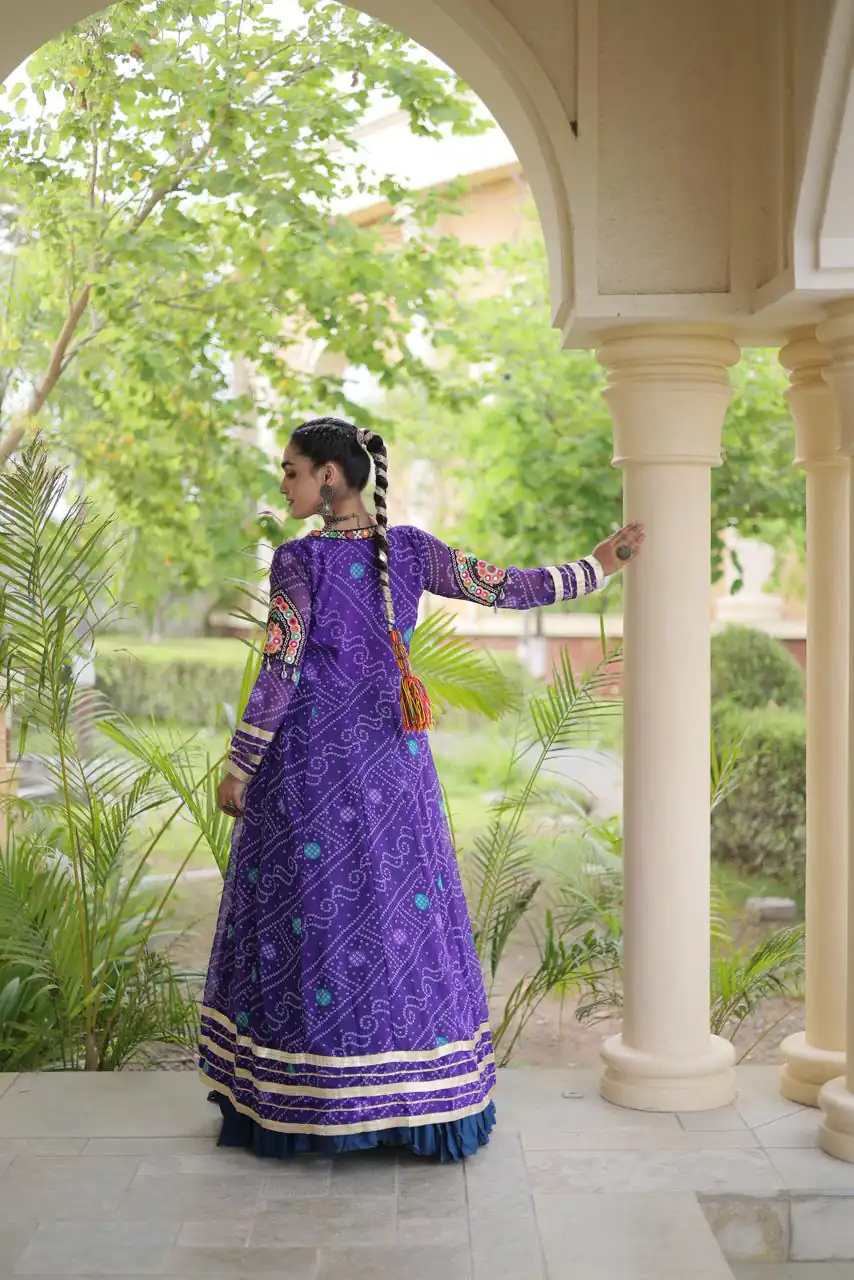 Trendy Navy Blue Rayon Patch Work Work Lehenga Choli - Image 5