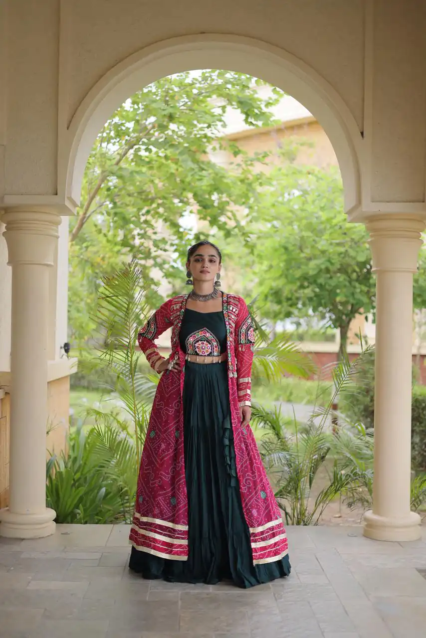 Trendy Teal Rayon Patch Work Work Lehenga Choli - Image 5