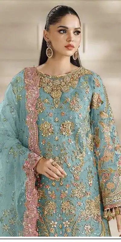 FC 1231 Blue Chiffon Salwar Suit with Embroidery Work & Sequins Work. Introductory Price ₹2949. Delivery 4-6 Working Days. Shop now. | Jump Suits, Salwar suit, Casual Suits, Creative suits, Designer Suits, Palazzo Suits, Party Wear Suits, Patiala Suits, Straight Suits