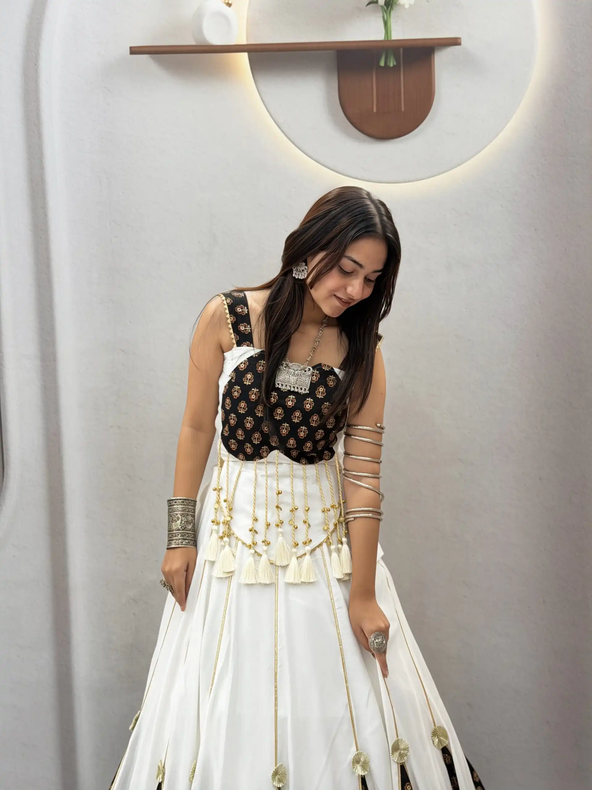 Ram 192 White in Pure Cotton Mirror Work & Gamthi Work Lehenga Choli . Exclusive Offer ₹2849. Delivery 4-6 Working Days. Shop now. | Lehenga, Bollywood Lehenga, Creative Lehenga, Designer Lehenga, Embroidered Lehenga, Party Wear Lehenga