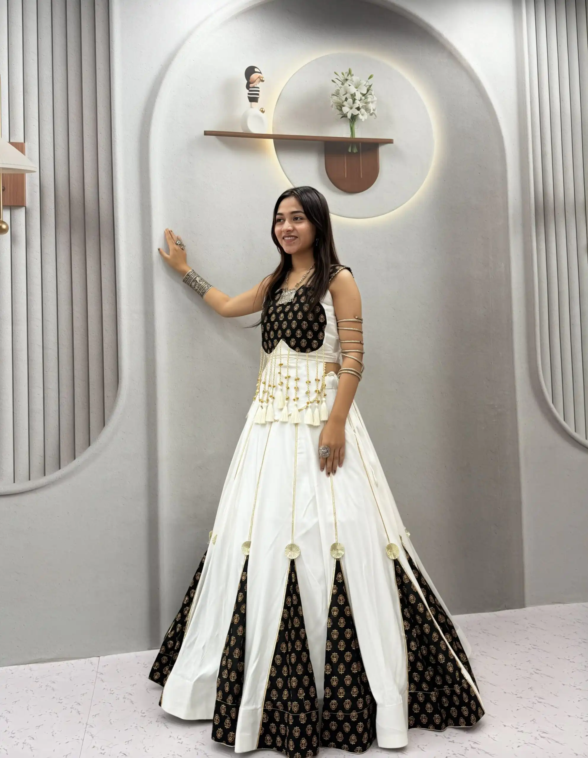 Ram 192 White in Pure Cotton Mirror Work & Gamthi Work Lehenga Choli . Exclusive Offer ₹2849. Delivery 4-6 Working Days. Shop now. | Lehenga, Bollywood Lehenga, Creative Lehenga, Designer Lehenga, Embroidered Lehenga, Party Wear Lehenga