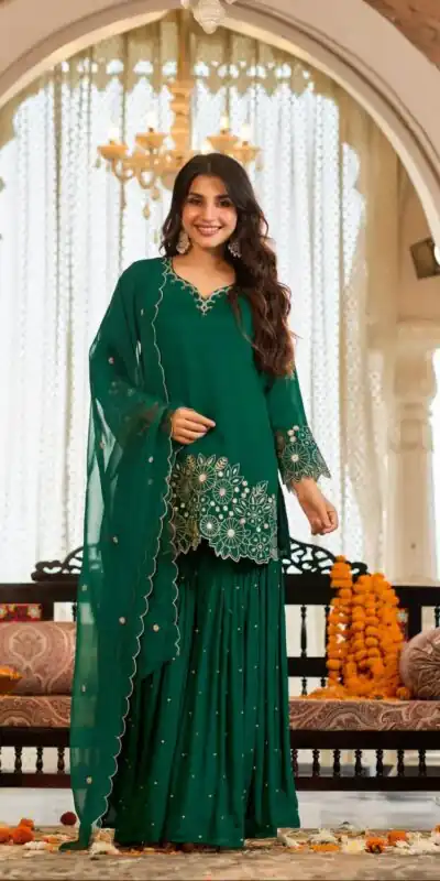 ZB 5079 Green Chinon Silk Salwar Suit with Embroidery Work & Sequins Work. Get it for ₹2199. Delivery 4-6 Working Days. Shop now. | Jump Suits, Salwar suit, Casual Suits, Creative suits, Designer Suits, Palazzo Suits, Party Wear Suits, Patiala Suits, Straight Suits